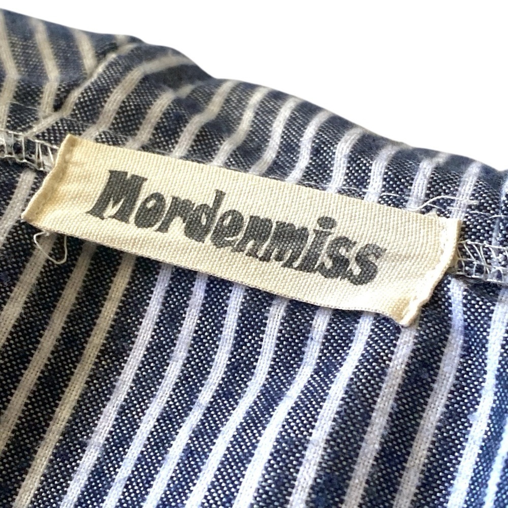 Hooded Denim Jacket Geometric Striped - Picture 7 of 15
